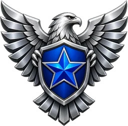 Coalition emblem: a silver eagle holding a blue star shield